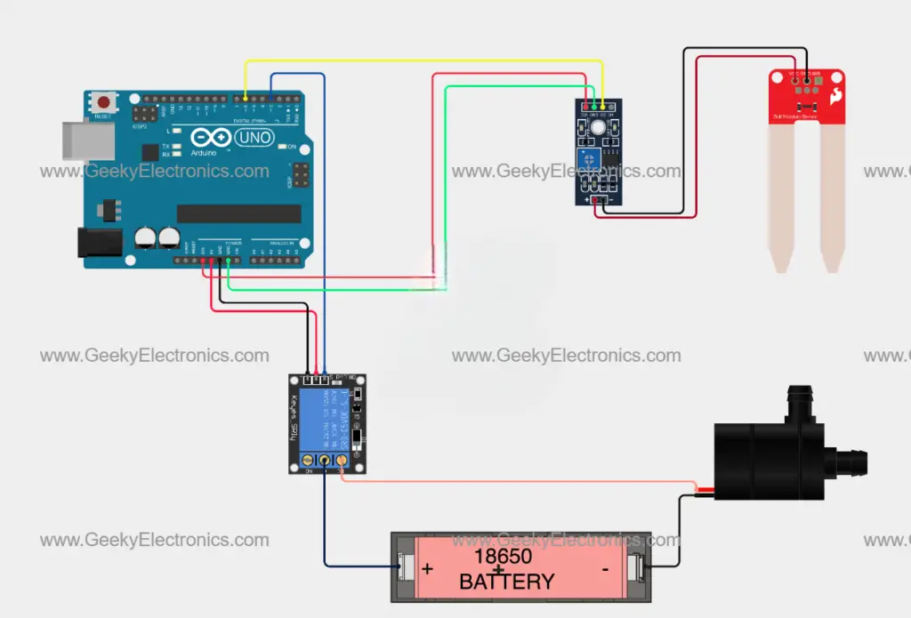 Arduino Smart Plant Watering System circuit diagram