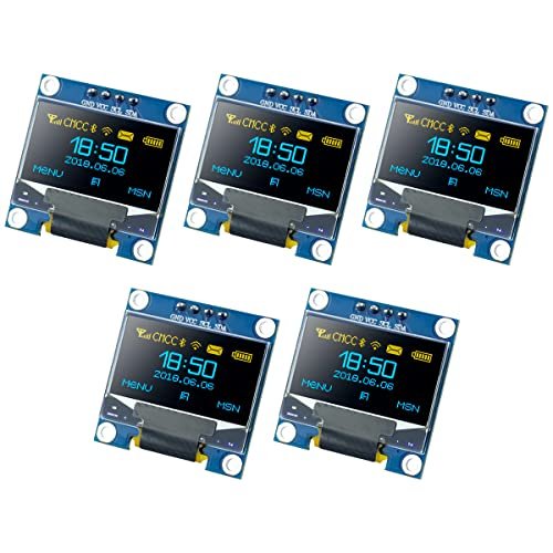 Hosyond 5 Pcs 0.96 Inch OLED I2C 128x64 Modules