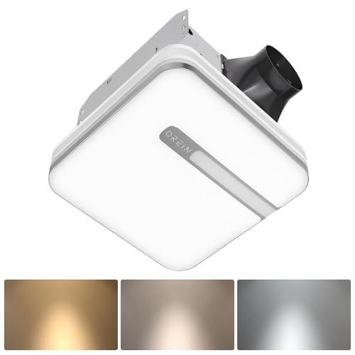 OREiN 3-in-1 Bathroom Fan with LED Light and Humidity Sensor