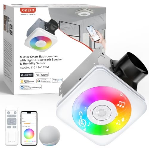 OREiN 4-in-1 Matter Smart Bathroom Exhaust Fan Light and...