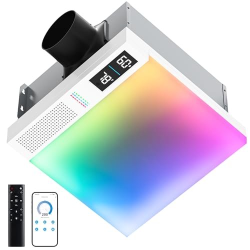 VallisCo Bathroom Exhaust Fan with Light, Bluetooth Smart...