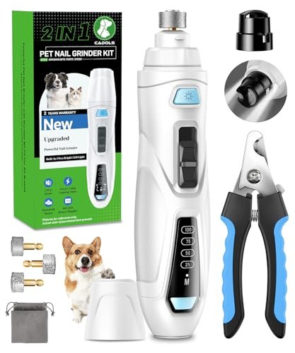 Dog Nail Grinder & Clipper 2-in-1 Set, Quiet Rechargeable