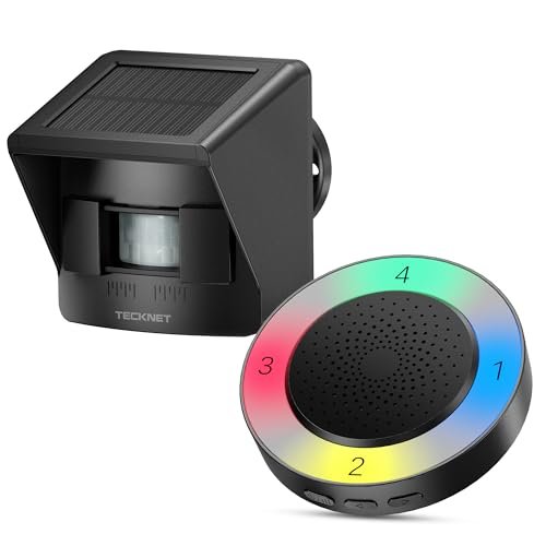 TECKNET Solar Wireless Driveway Alarm with 2600FT...