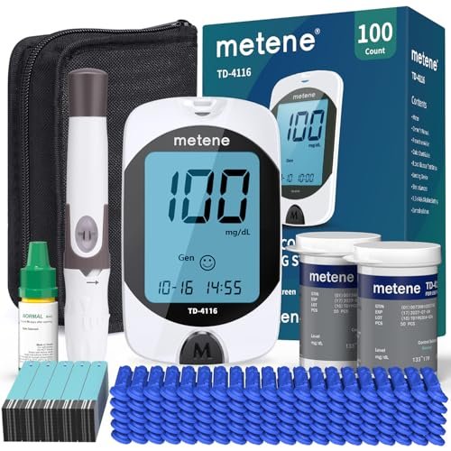 Metene TD-4116 Blood Glucose Monitor Kit, 100 Strips,...