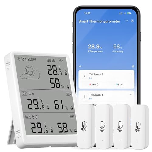WiFi Thermometer Hygrometer Indoor: Digital Smart...