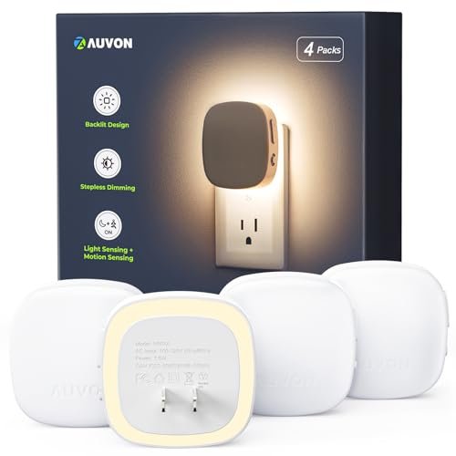 AUVON Plug-in LED Backlit Night Light with Motion Sensor...