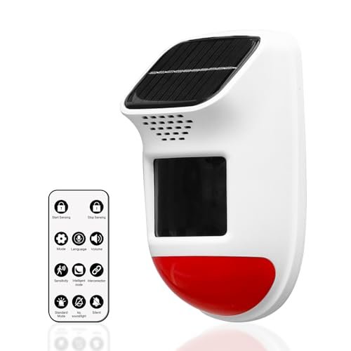 Solar Motion Sensor Alarm - 120dB IP65 Strobe Siren