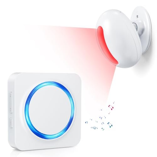 Wireless Motion Sensor Alarm Indoor -Door Chime Entry LED...
