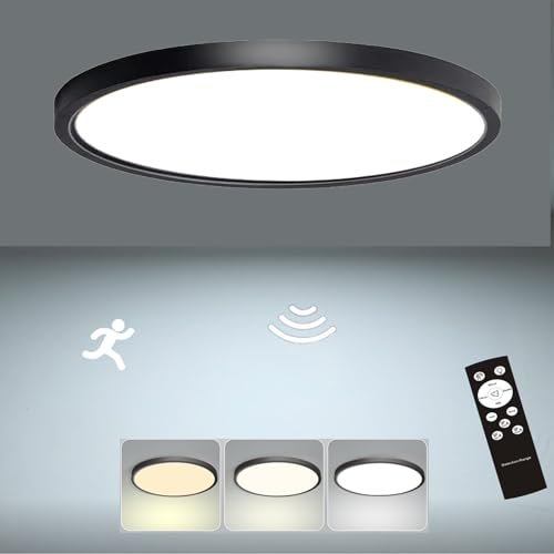 12 Inch Motion Sensor Ceiling Light Indoor Wired Black