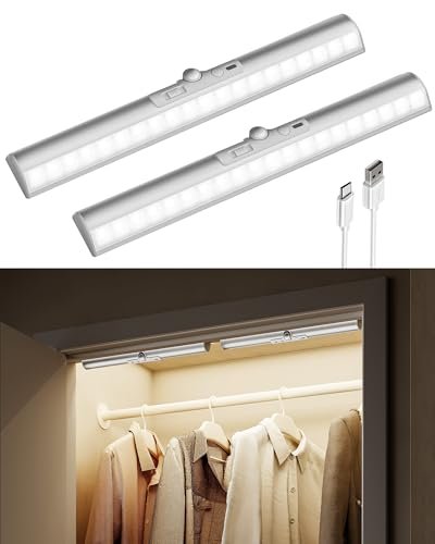 EZVALO Motion Sensor Closet Lights, 2 Pack Rechargeable...