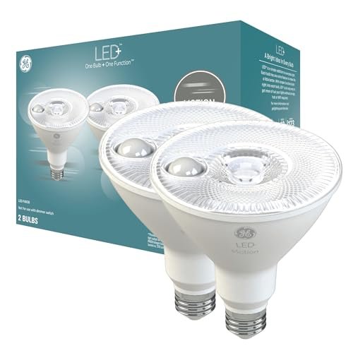 GE LED+ Motion Sensor LED Light Bulbs, PAR38 Outdoor...