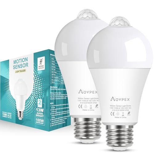 Aovpex Motion Sensor Light Bulbs, Dusk to Dawn.