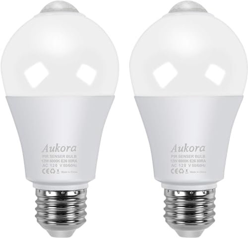 Aukora Motion Sensor Light Bulbs, 12W (100-Watt...