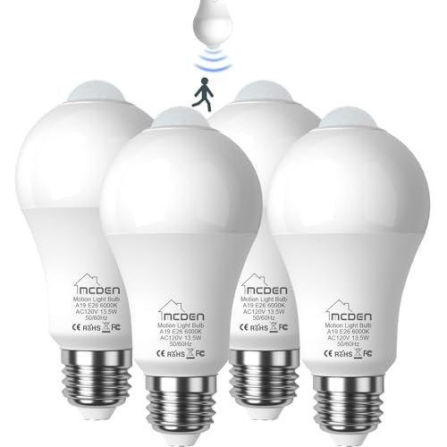Motion Sensor Light Bulb, Indoor Motion Activation Dusk to...