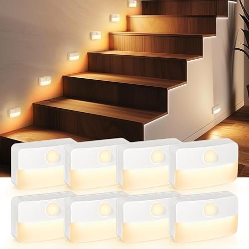 8 Pack Motion Sensor Stair Light for Closets and Cabinets.