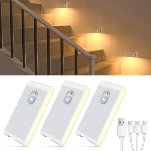 WILLED Motion Sensor Night Light, Rechargeable Stair Lights...