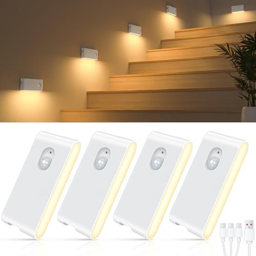 WILLED Stair Lights Indoor,Warm White Rechargeable Night...