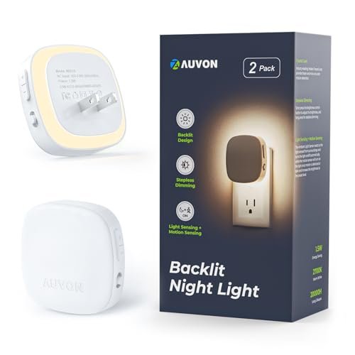 AUVON Plug-in LED Backlit Night Light with Motion Sensor.