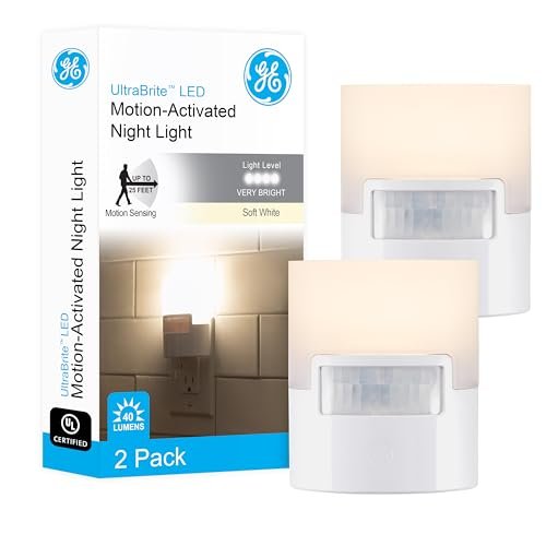 GE LED Motion Sensor Night Light, Plug Into Wall 2-Pack