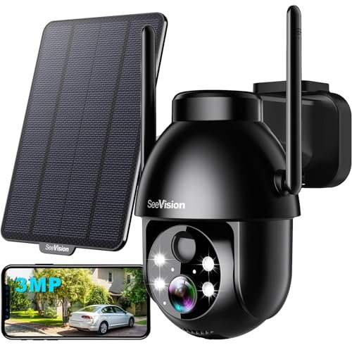 SeeVision Solar Security Cameras Wireless Outdoor, 2K PTZ...