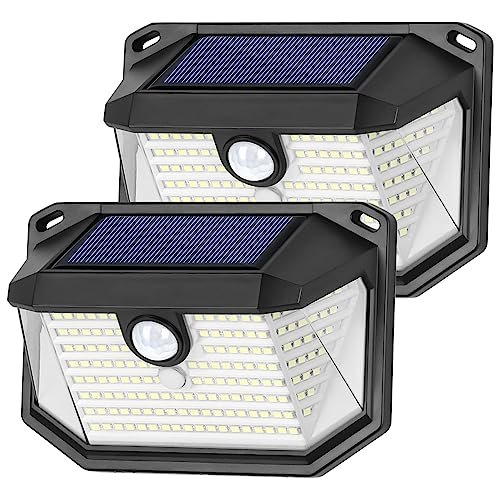 Solar Outdoor Lights, 2-Pack Super Bright 178 LEDs Motion...