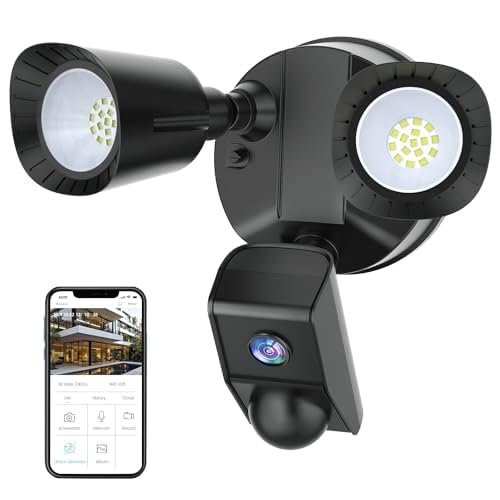 Smart Floodlight Camera 300MP, WiFi Outdoor Security Light