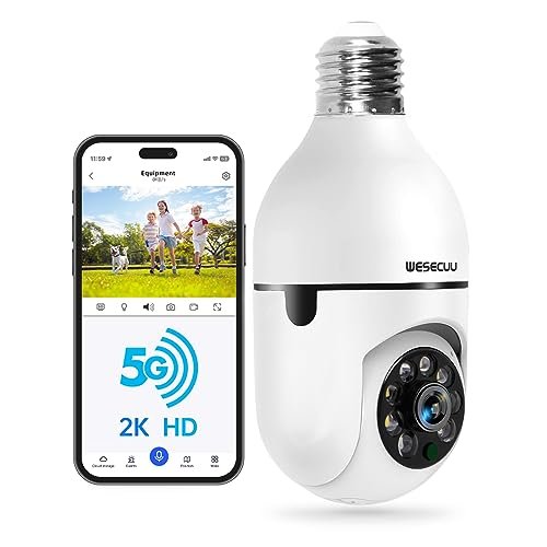 WESECUU Light Bulb Security Camera -5G& 2.4GHz WiFi