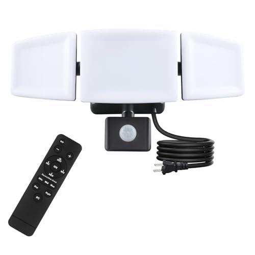 Ganiude 35W Plug in Flood Light Outdoor, Motion Sensor