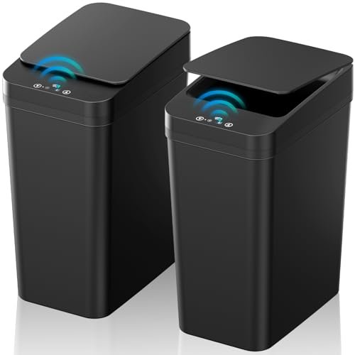 Bathroom Trash Can with Lid, KOEYLE 2 Pack Touchless...
