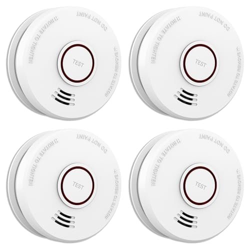 LSHOME 4 Pack Smoke Detector Fire Alarms 9V Photoelectric