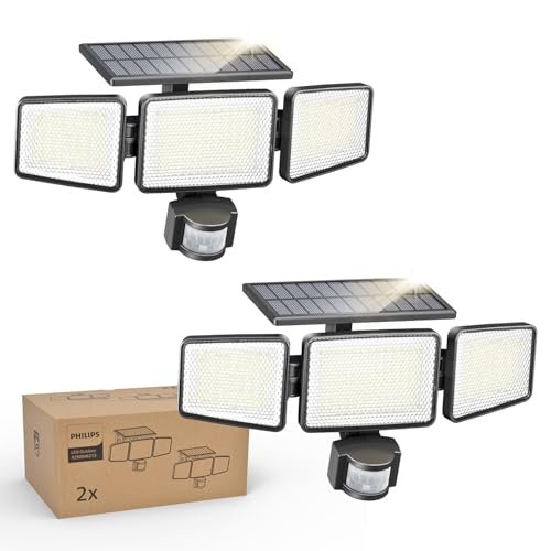 Philips Solar Security Light Outdoor 302 LED Triple Head