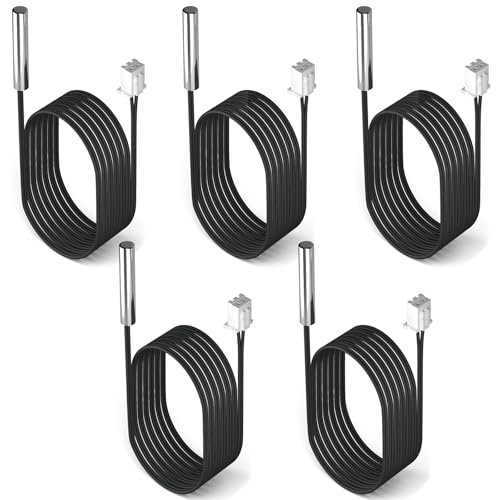 DROK 10K Temperature Sensor Probe, 5pcs 1 Meter Waterproof.