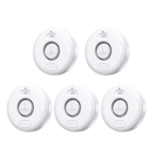 5 Pack Water Leak Alarm Detector, 120dB Waterproof Alert