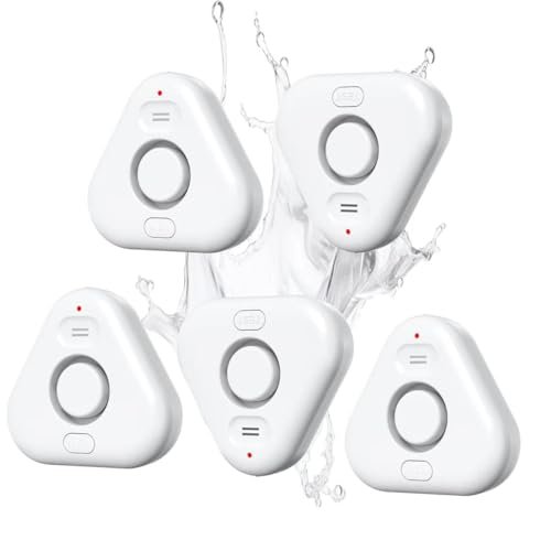 5 Pack Water Leak Detectors for Home, Loud Adjustable Alarm