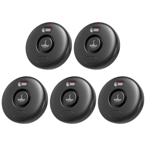 5 Pack Black Water Leak Alarm Detector, 120dB Loud Alert.