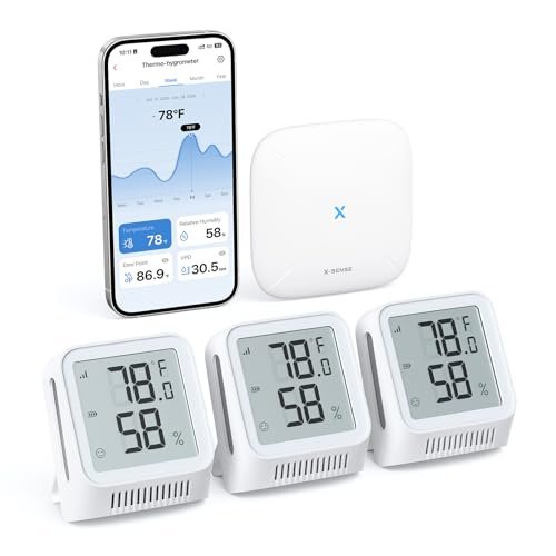 X-Sense WiFi Hygrometer Indoor Humidity with SBS50 Base...
