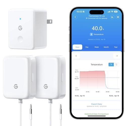 GoveeLife WiFi Refrigerator Thermometer with Alarm,...