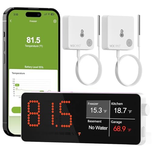 MOCREO WiFi Freezer Thermometer Alarm with Digital Monitor...