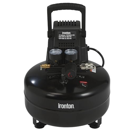 Ironton Oil-Free Pancake Air Compressor, 0.3 HP, 3 Gallon.