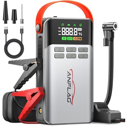 ANFLAG 8-in-1 Car Jump Starter with Air Compressor Power...