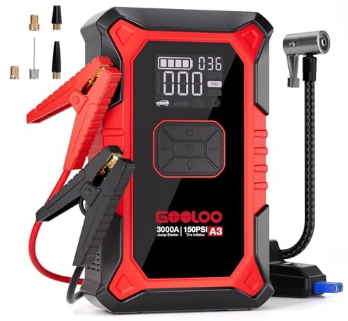 GOOLOO A3 Jump Starter with Air Compressor, Battery Booster.