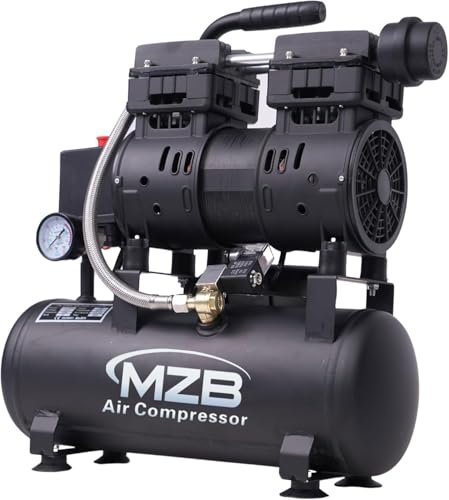 MZB 2.4 Gallon Ultra Quiet Air Compressor, Oil-Free Steel.