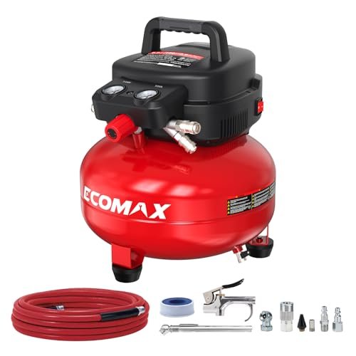 ECOMAX Air Compressor 6 Gallon 150 PSI Portable Oil-free