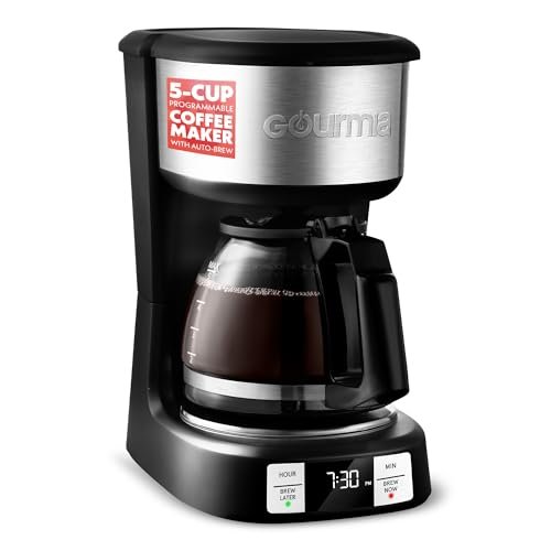 Gourmia Drip Coffee Maker – 5 Cup, One-Touch Brew, Black.