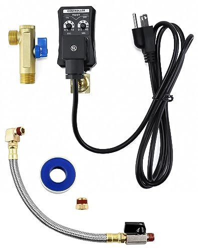 QWORK Automatic Timed Condensate Drain Valve with Steel Hose