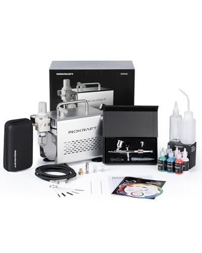InoKraft Airbrush Kit with Air Compressor- 1/6 HP Quiet