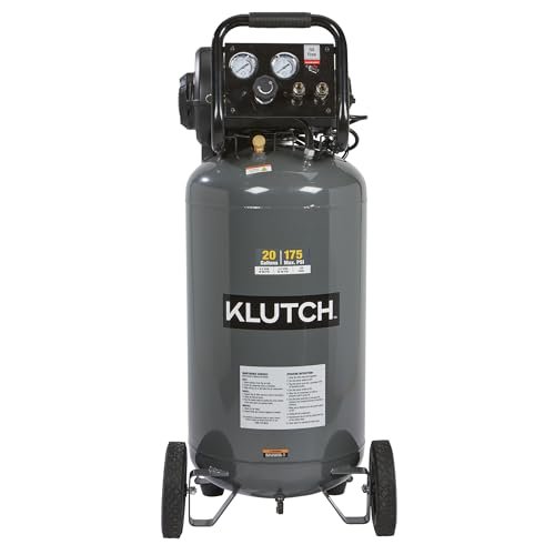 Klutch 20-Gallon Air Compressor, 2 HP, 120 Volts, 175 PSI