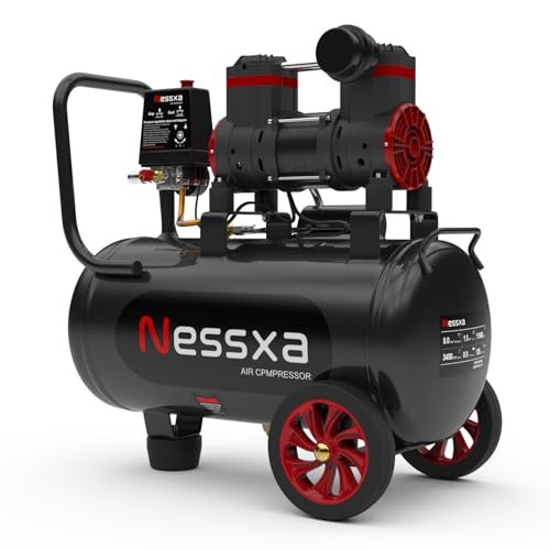 8 Gallon Ultra Quiet Air Compressor, 1.5HP Oil-Free.