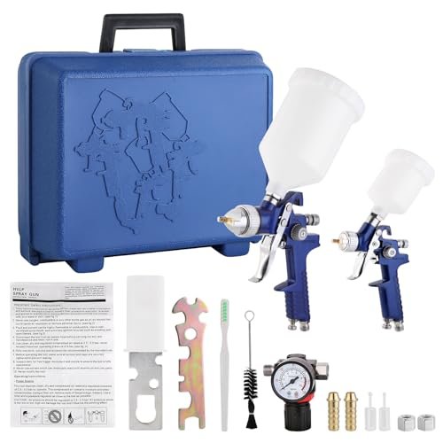 Professional 2-in-1 HVLP Gravity Feed Spray Gun Kit with...