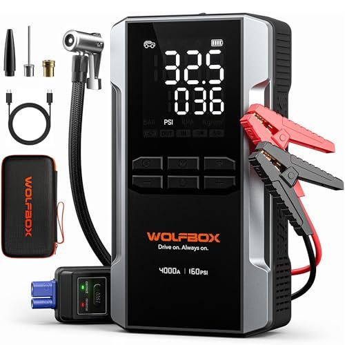 WOLFBOX 4000A Jump Starter with 160PSI Air Compressor